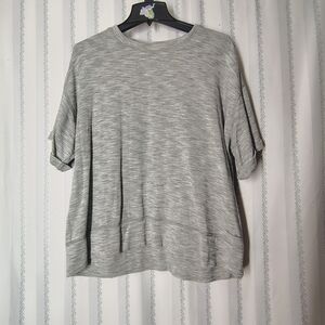 Eddie Bauer Light Gray/Green Women's Short Sleeve Sweater Top